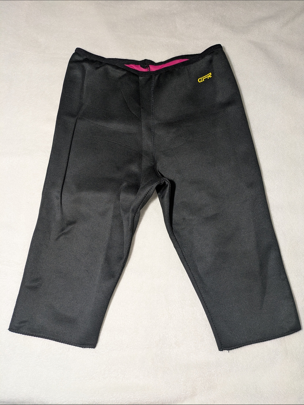 CFR Women's Neoprene Sauna Sweat Capri Pants Pink Lining Body Shaper Tights L/XL